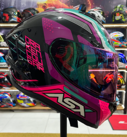 Capacete ASX Draken Cougar Rosa e Tiffany