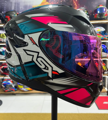 Capacete ASX City Start Preto, Turquesa e Rosa